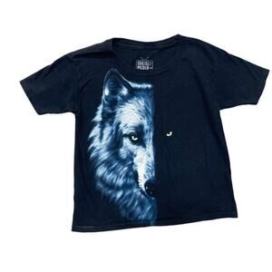 Wolf Short Sleeve T-shirt Top all over print graphic tee Size XS 4-5
